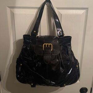 Dooney & Bourne black patent leather shoulder bag